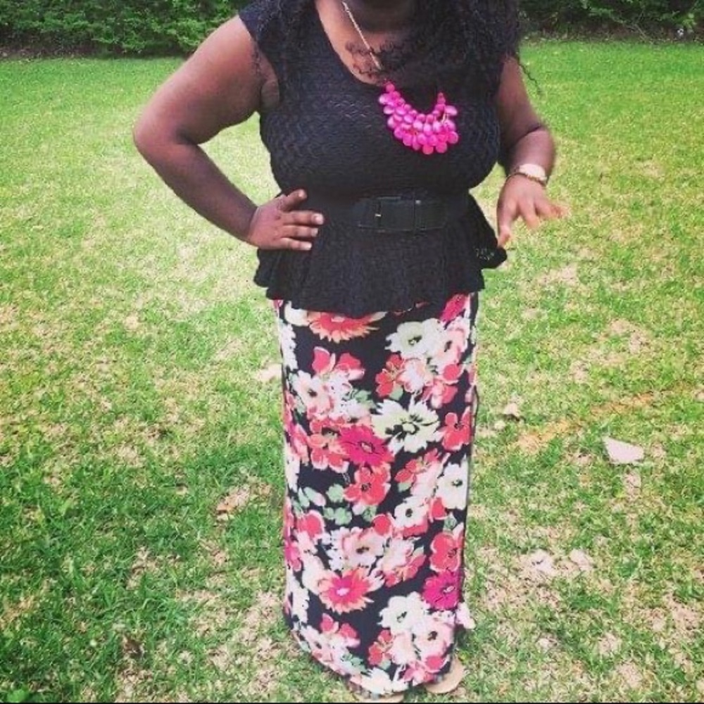Floral Maxi Skirt with high split